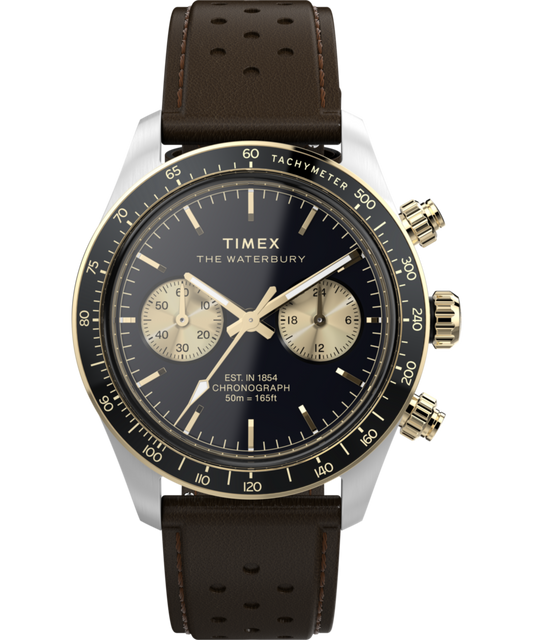 Waterbury Heritage Chronograph 39mm Leather Strap Watch
