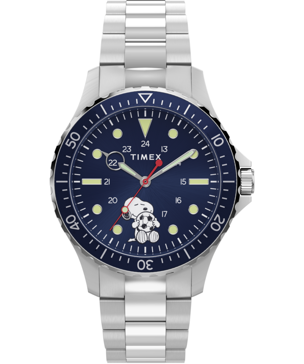 Peanuts x Timex Navi Snoopy Soccer 41mm Stainless Steel Bracelet Watc