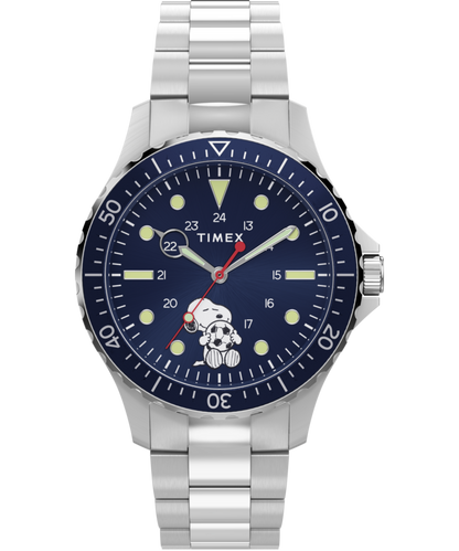 Peanuts x Timex Navi Snoopy Soccer 41mm Stainless Steel Bracelet Watc