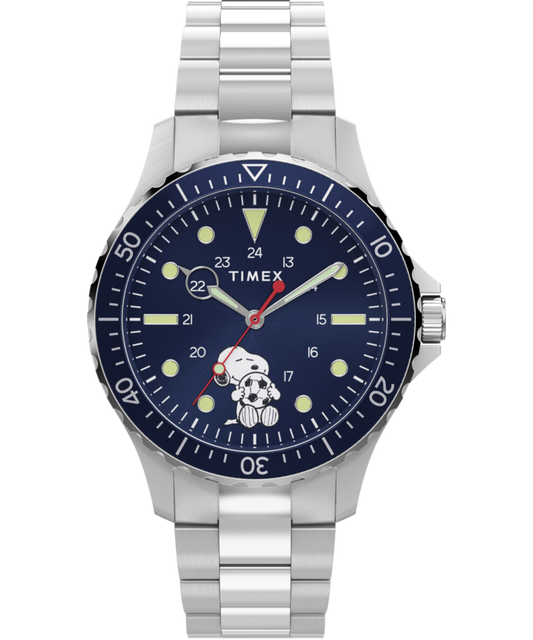 Peanuts x Timex Navi Snoopy Soccer 41mm Stainless Steel Bracelet Watc