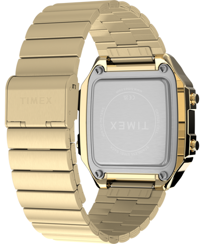 World Time Digital 40mm Stainless Steel Bracelet Watch