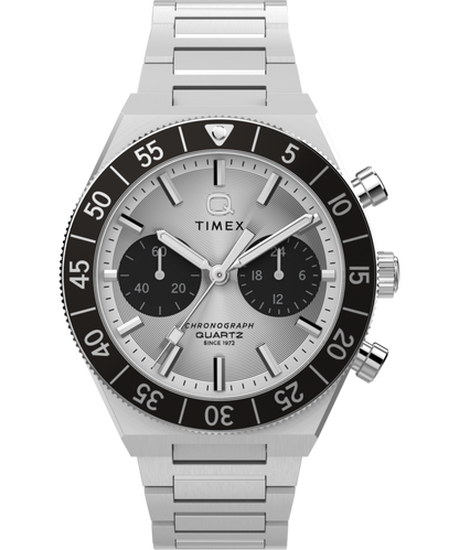 Q Timex Continental Chronograph 40mm Stainless Steel Bracelet Watch