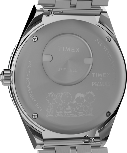Peanuts x Q Timex GMT 38mm Stainless Steel Bracelet Watch