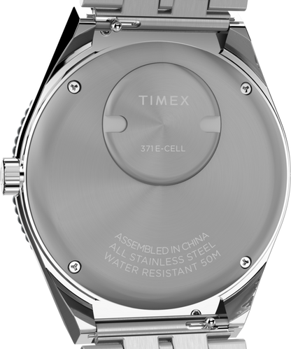 Q Timex GMT 38mm Stainless Steel Bracelet Watch