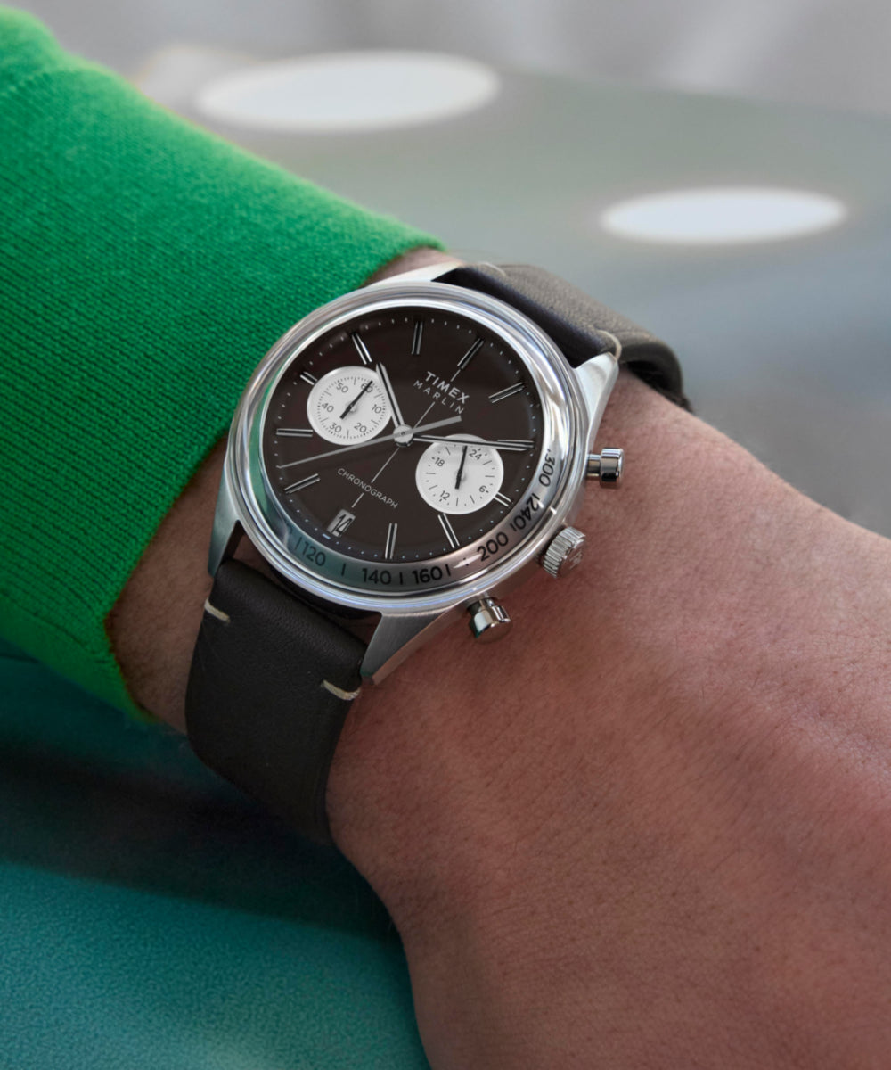 Marlin Jet Quartz Chronograph 40mm Leather Strap Watch