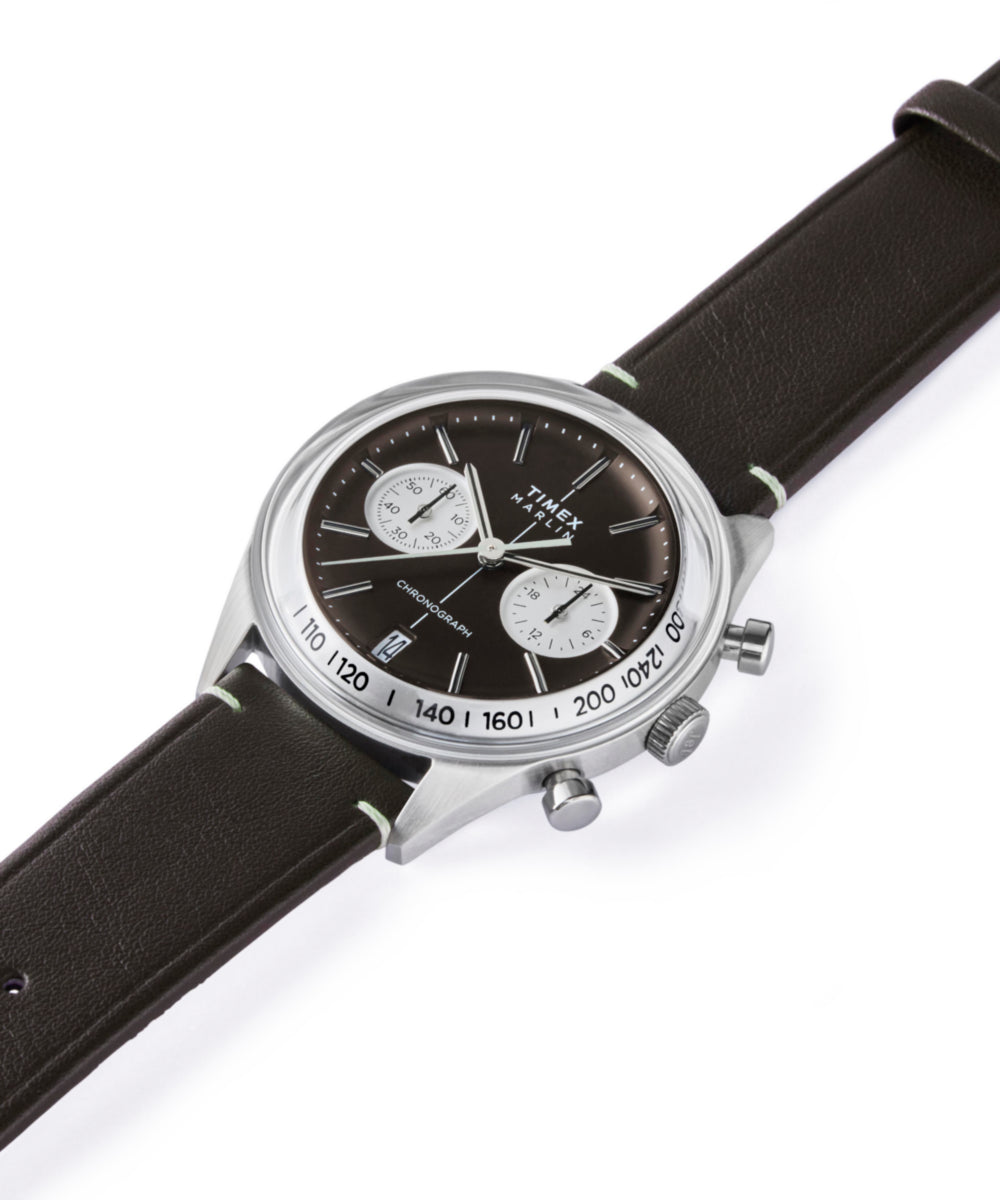 Marlin Jet Quartz Chronograph 40mm Leather Strap Watch