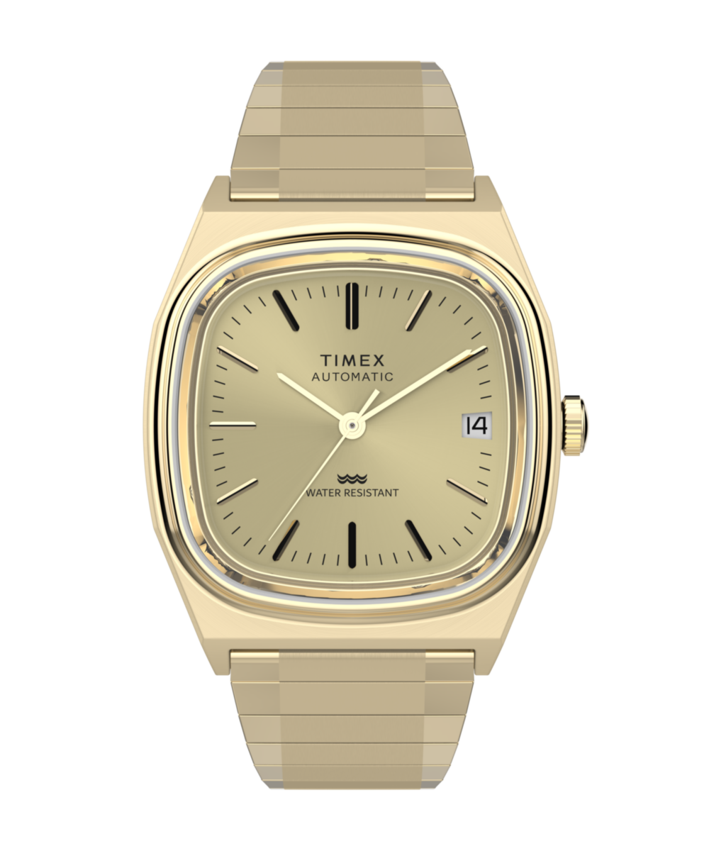 Timex Automatic 1983 E Line Reissue 34mm Gold-Tone Expansion Band Wat