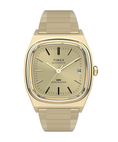 Timex Automatic 1983 E Line Reissue 34mm Gold-Tone Expansion Band Wat