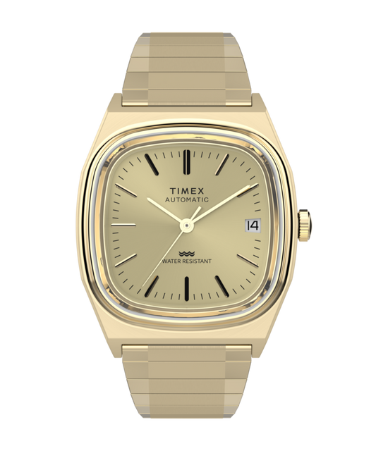 Timex Automatic 1983 E Line Reissue 34mm Gold-Tone Expansion Band Wat