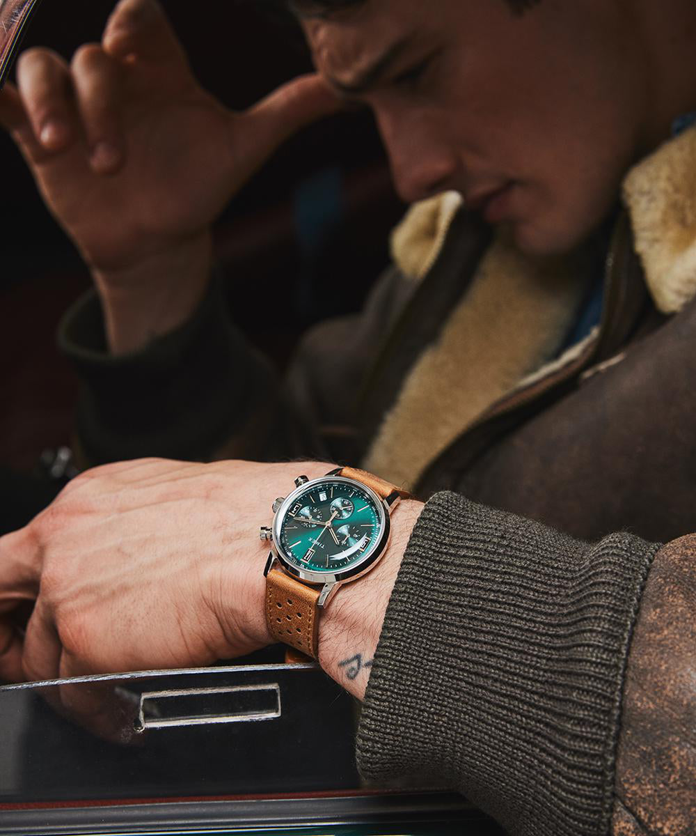 Marlin Chronograph Tachymeter 40mm Leather Strap Watch