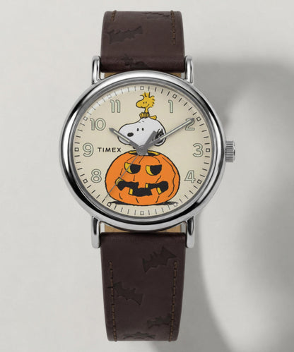 Peanuts x Timex Weekender Pumpkin 40mm Leather Strap Watch