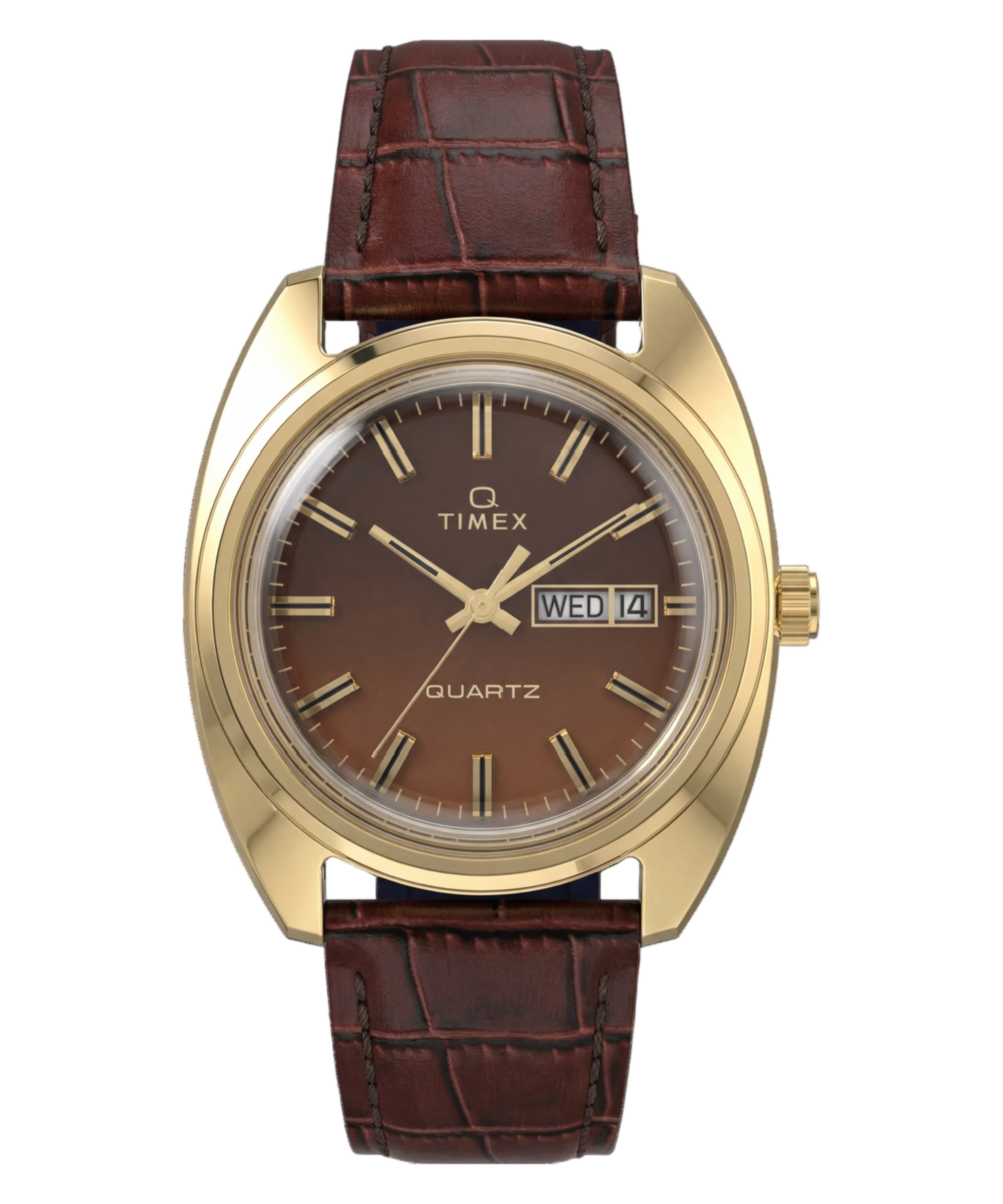 Timex 1978 Day Date Fumé Reissue 37mm Leather Strap Watch