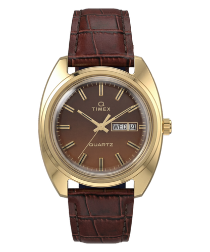 Timex 1978 Day Date Fumé Reissue 37mm Leather Strap Watch