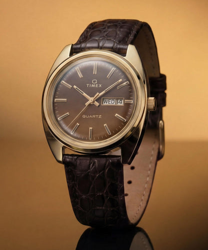 Timex 1978 Day Date Fumé Reissue 37mm Leather Strap Watch