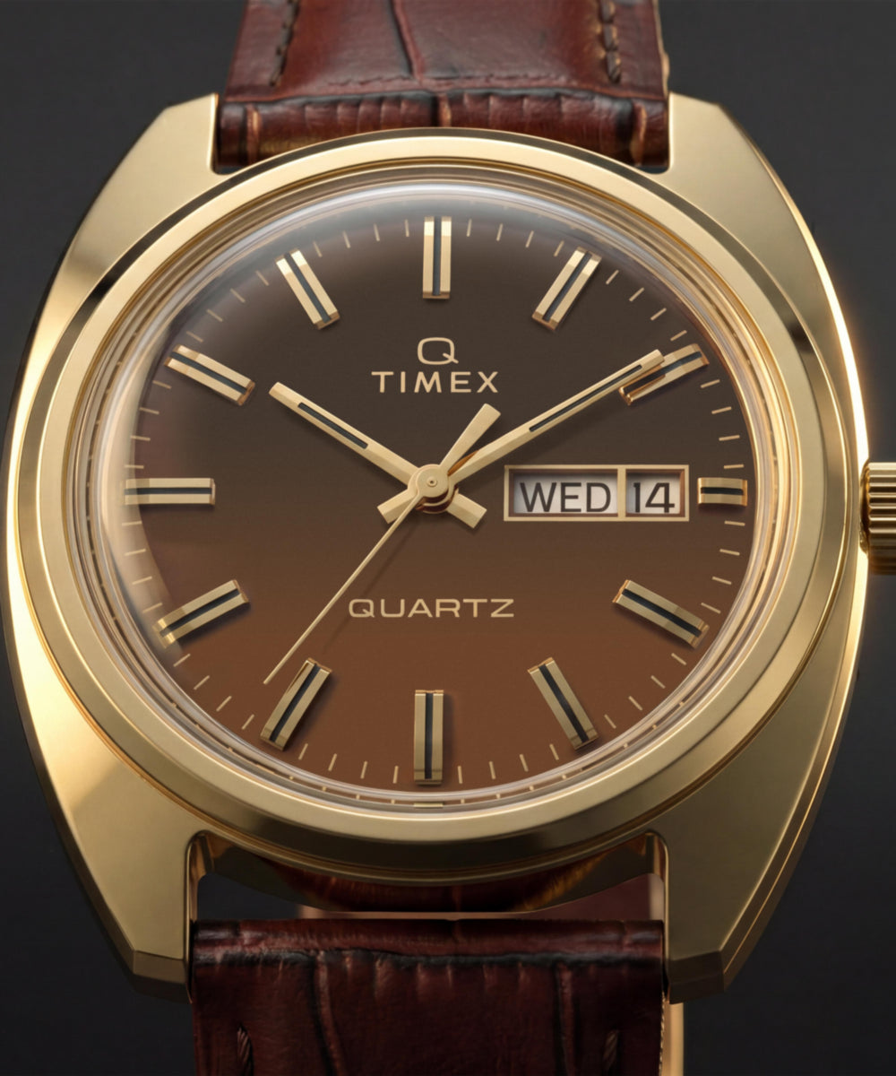 Timex 1978 Day Date Fumé Reissue 37mm Leather Strap Watch