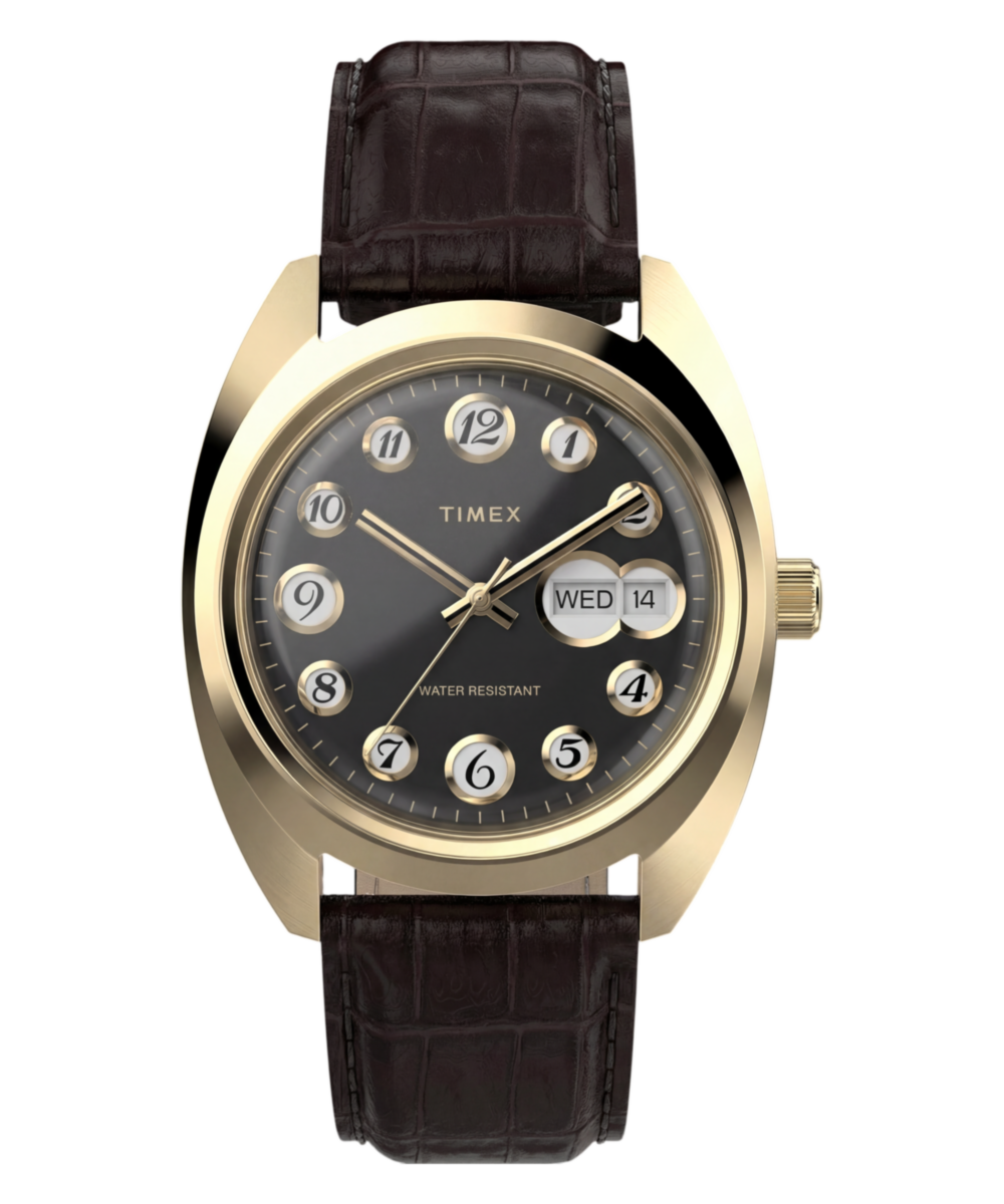 Timex 1976 Rotary Phone Dial Reissue 37mm Leather Strap Watch