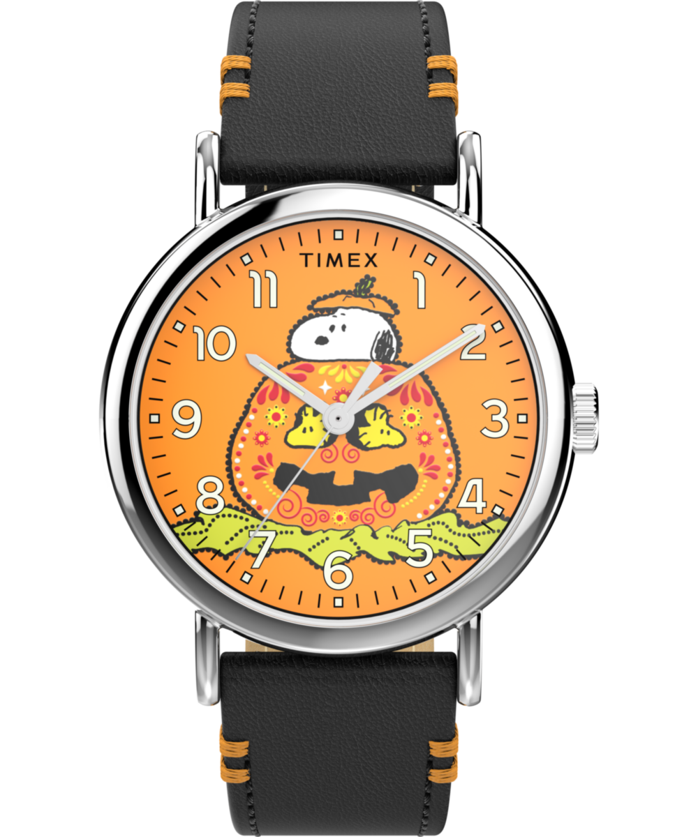 Peanuts x Timex Weekender Pumpkin Dial 40mm Leather Strap Watch