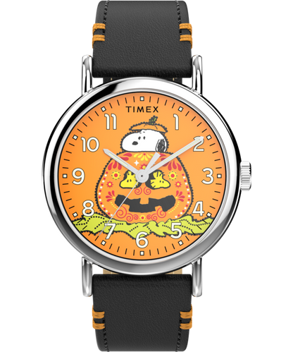 Peanuts x Timex Weekender Pumpkin Dial 40mm Leather Strap Watch
