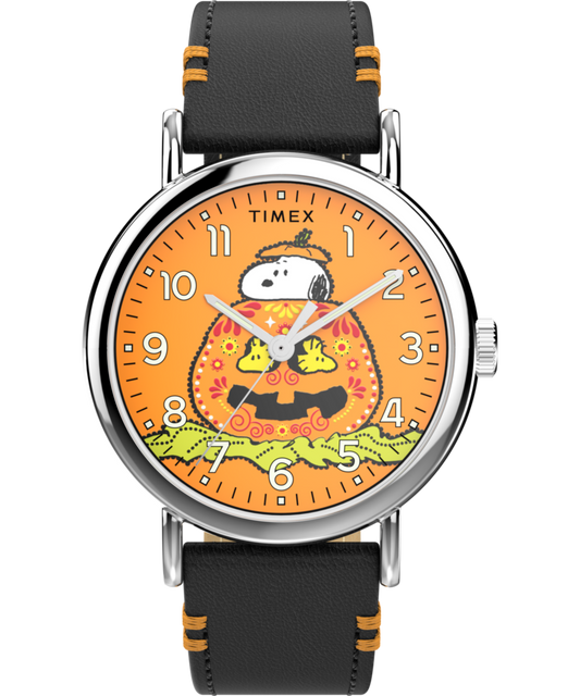 Peanuts x Timex Weekender Pumpkin Dial 40mm Leather Strap Watch
