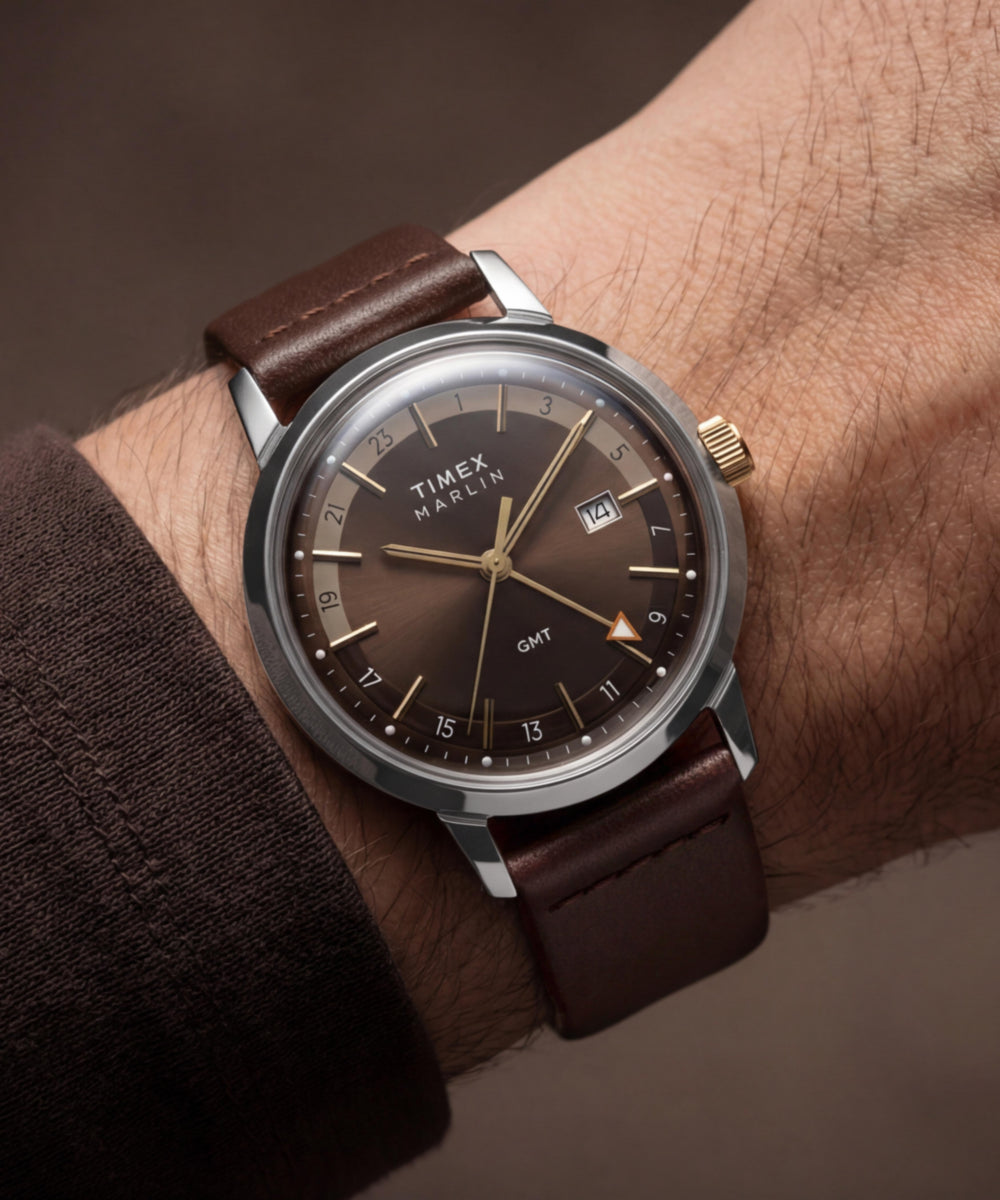 Marlin Quartz GMT 40mm Leather Strap Watch