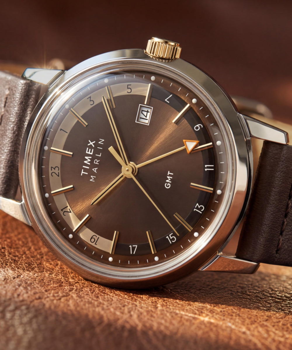 Marlin Quartz GMT 40mm Leather Strap Watch
