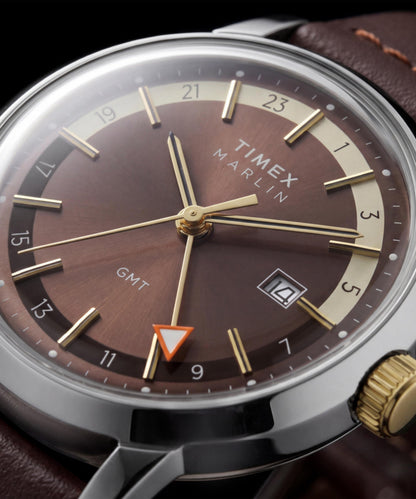 Marlin Quartz GMT 40mm Leather Strap Watch