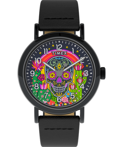 Timex Weekender Day of the Dead 40mm Leather Strap Watch