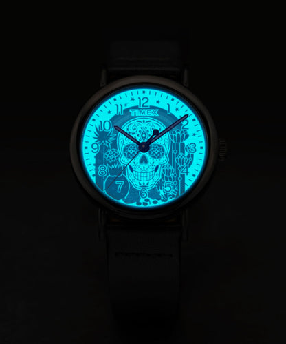 Timex Weekender Day of the Dead 40mm Leather Strap Watch