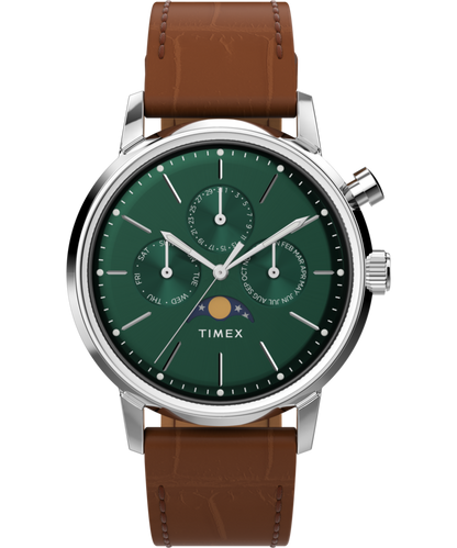 Marlin Moon Phase 40mm Leather Strap Watch