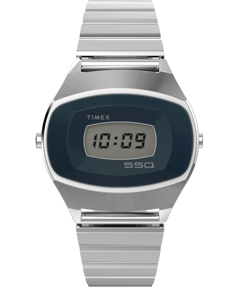 Q Timex 1975 SSQ Digital Reissue 38mm Stainless Steel Bracelet Watch