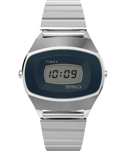 Q Timex 1975 SSQ Digital Reissue 38mm Stainless Steel Bracelet Watch