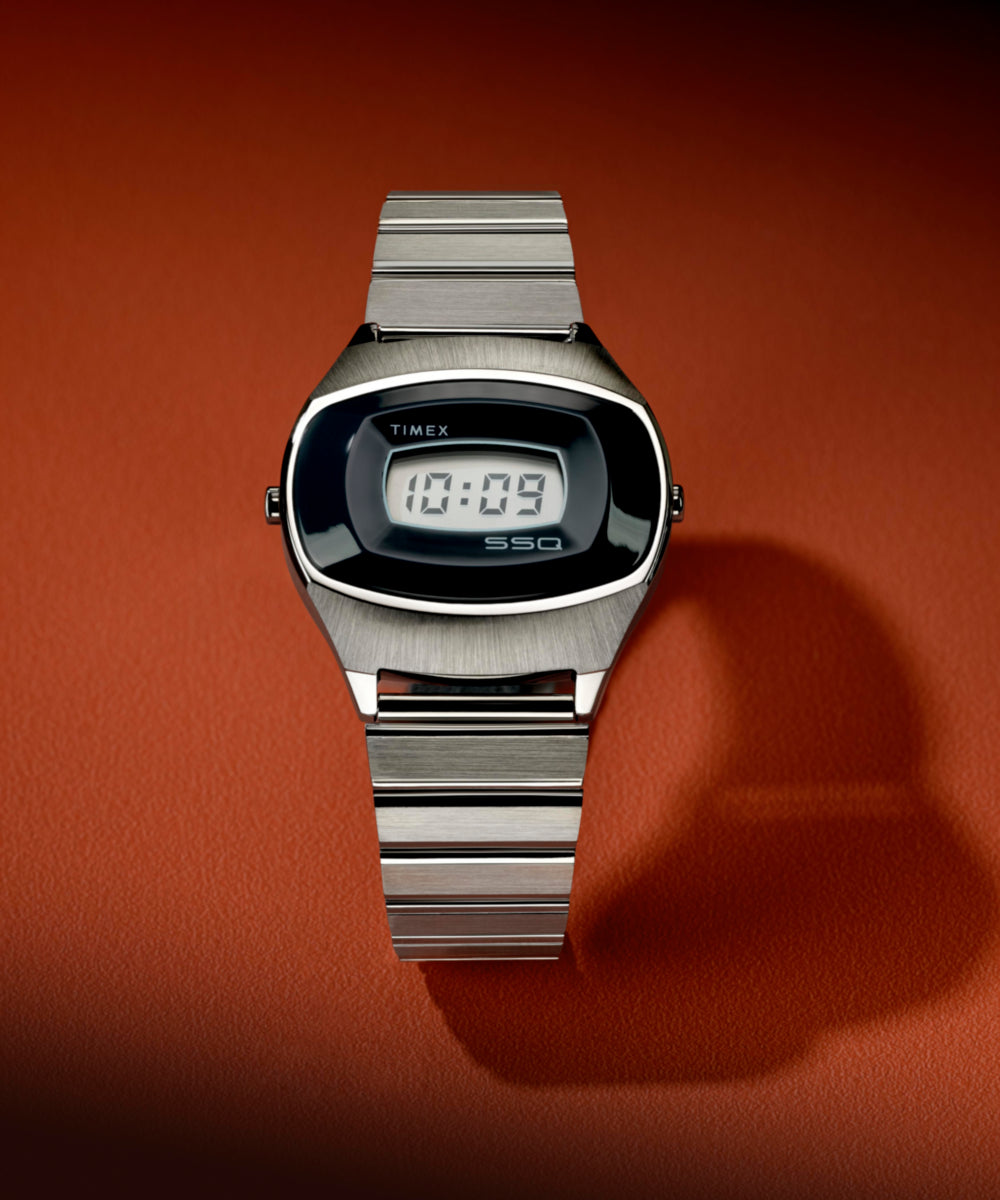 Q Timex 1975 SSQ Digital Reissue 38mm Stainless Steel Bracelet Watch