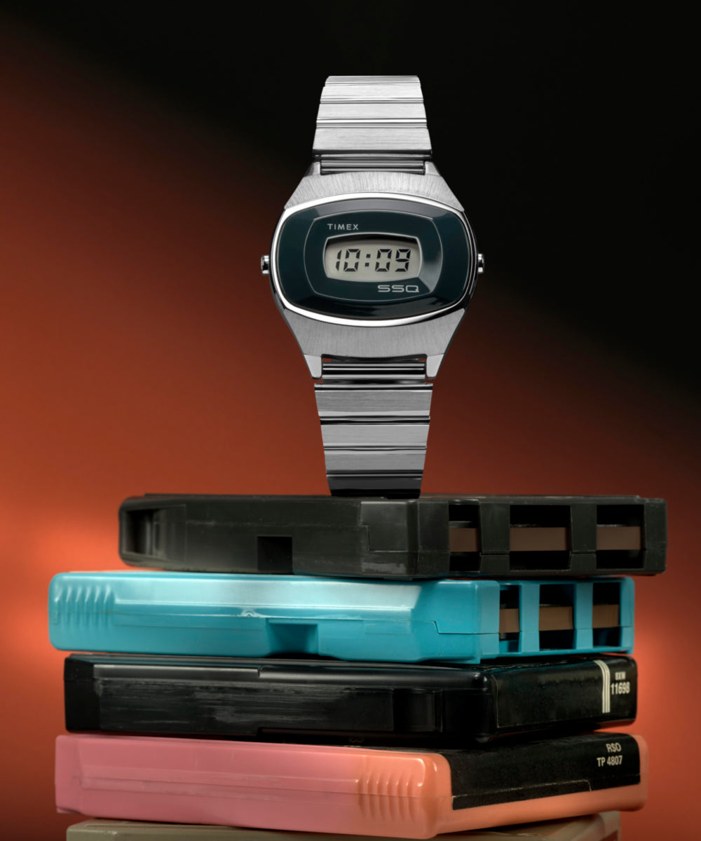 Q Timex 1975 SSQ Digital Reissue 38mm Stainless Steel Bracelet Watch