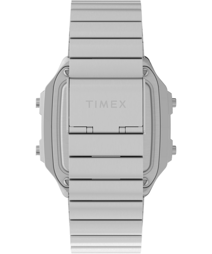 World Time Digital 40mm Stainless Steel Bracelet Watch