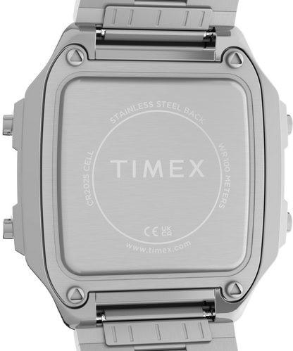 World Time Digital 40mm Stainless Steel Bracelet Watch