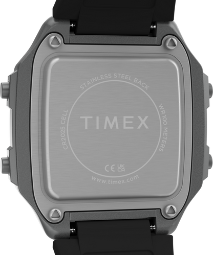 World Time Digital 40mm Resin Strap Watch