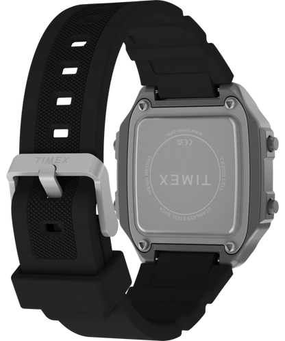 World Time Digital 40mm Resin Strap Watch