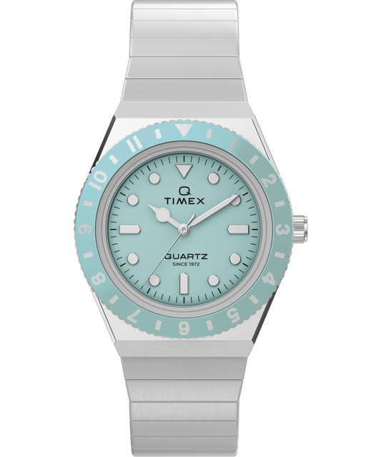 Q Timex Mini 30mm Stainless Steel Expansion Band Watch