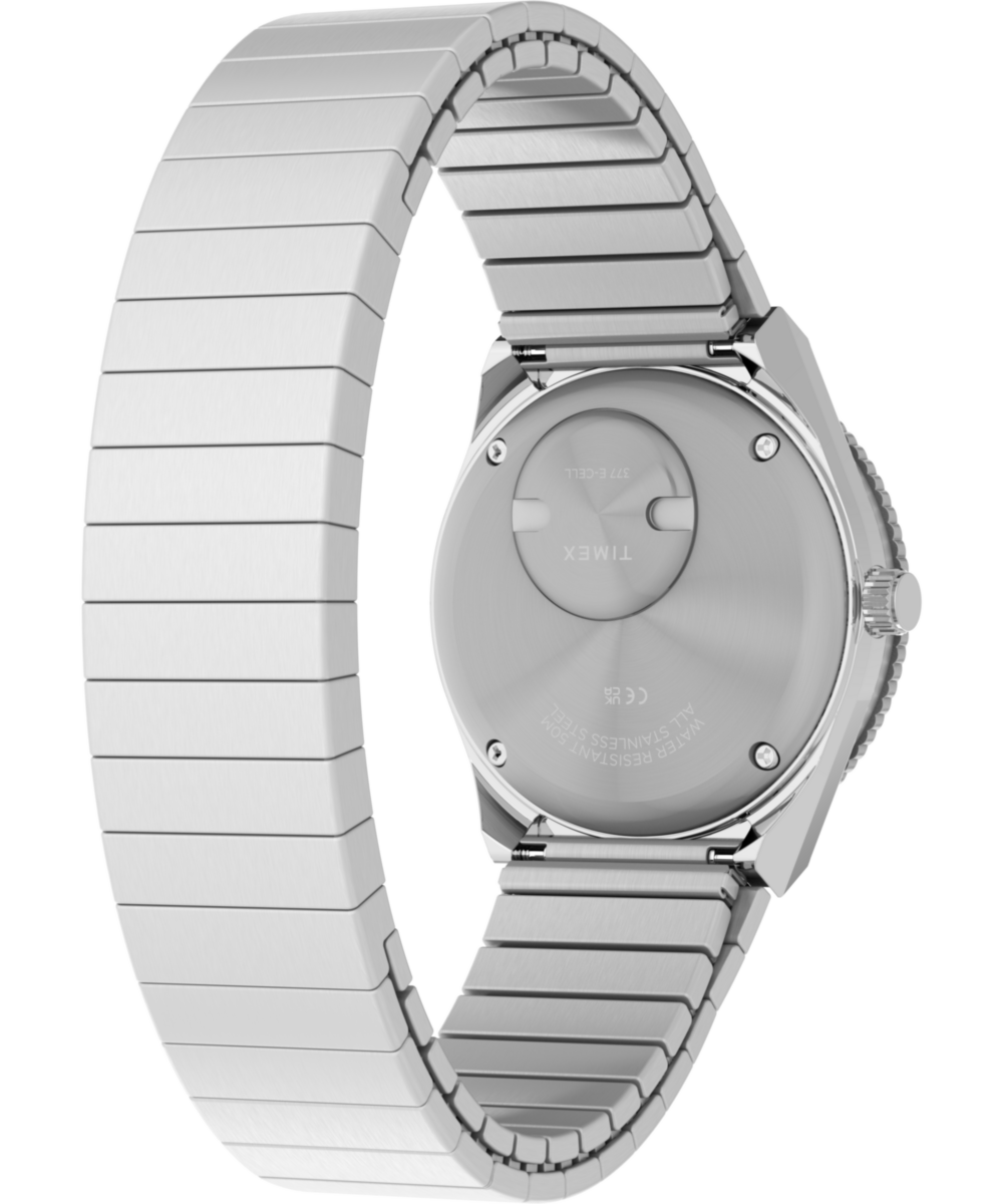 Q Timex Mini 30mm Stainless Steel Expansion Band Watch