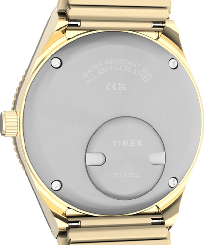Q Timex Mini 30mm Stainless Steel Expansion Band Watch