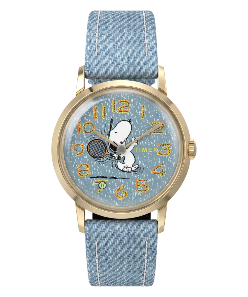 Peanuts x Timex Marlin 1965 Reissue Inspired Snoopy Tennis 34mm Fabr