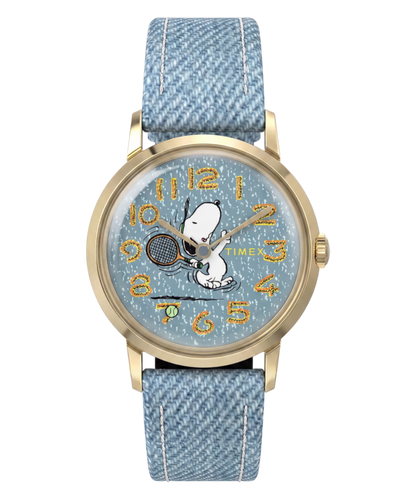 Peanuts x Timex Marlin 1965 Reissue Inspired Snoopy Tennis 34mm Fabr