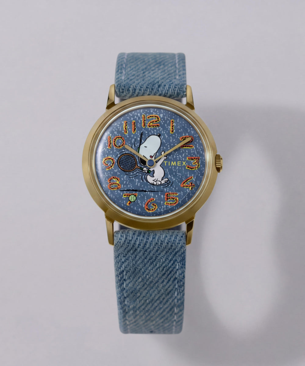 Peanuts x Timex Marlin 1965 Reissue Inspired Snoopy Tennis 34mm Fabr