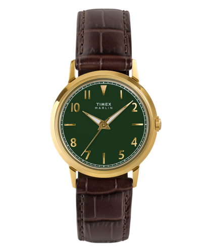 Marlin Quartz 34mm Leather Strap Watch