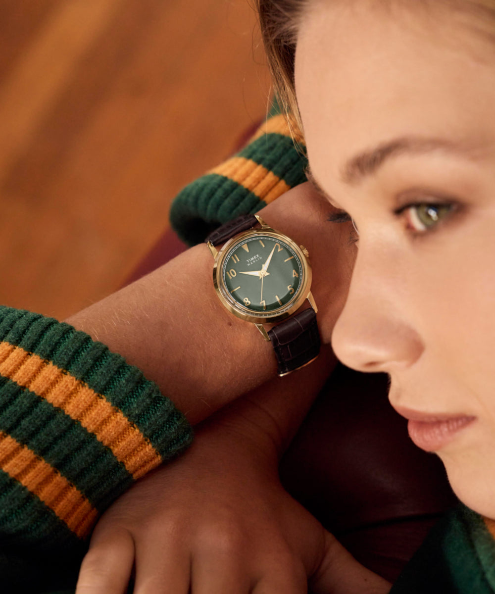 Marlin Quartz 34mm Leather Strap Watch