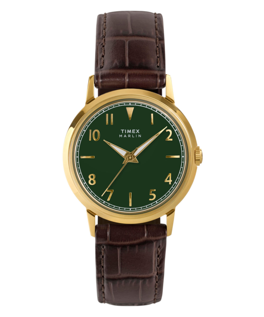 Marlin Quartz 34mm Leather Strap Watch