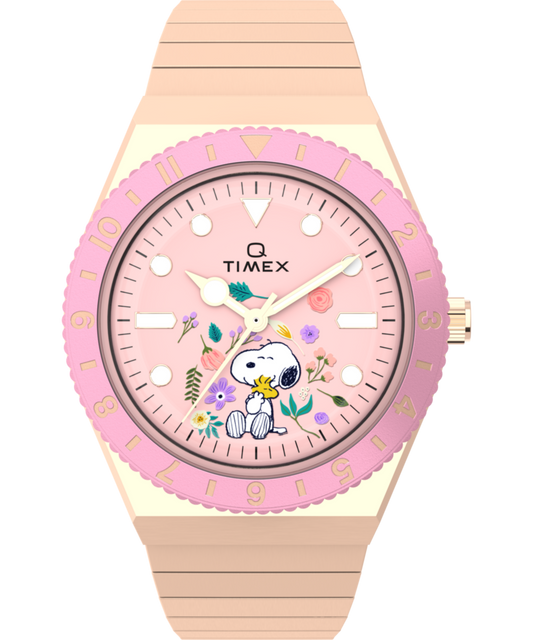 Peanuts Q Timex In Bloom 36mm Stainless Steel Expansion Band Watch