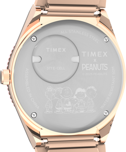 Peanuts Q Timex In Bloom 36mm Stainless Steel Expansion Band Watch