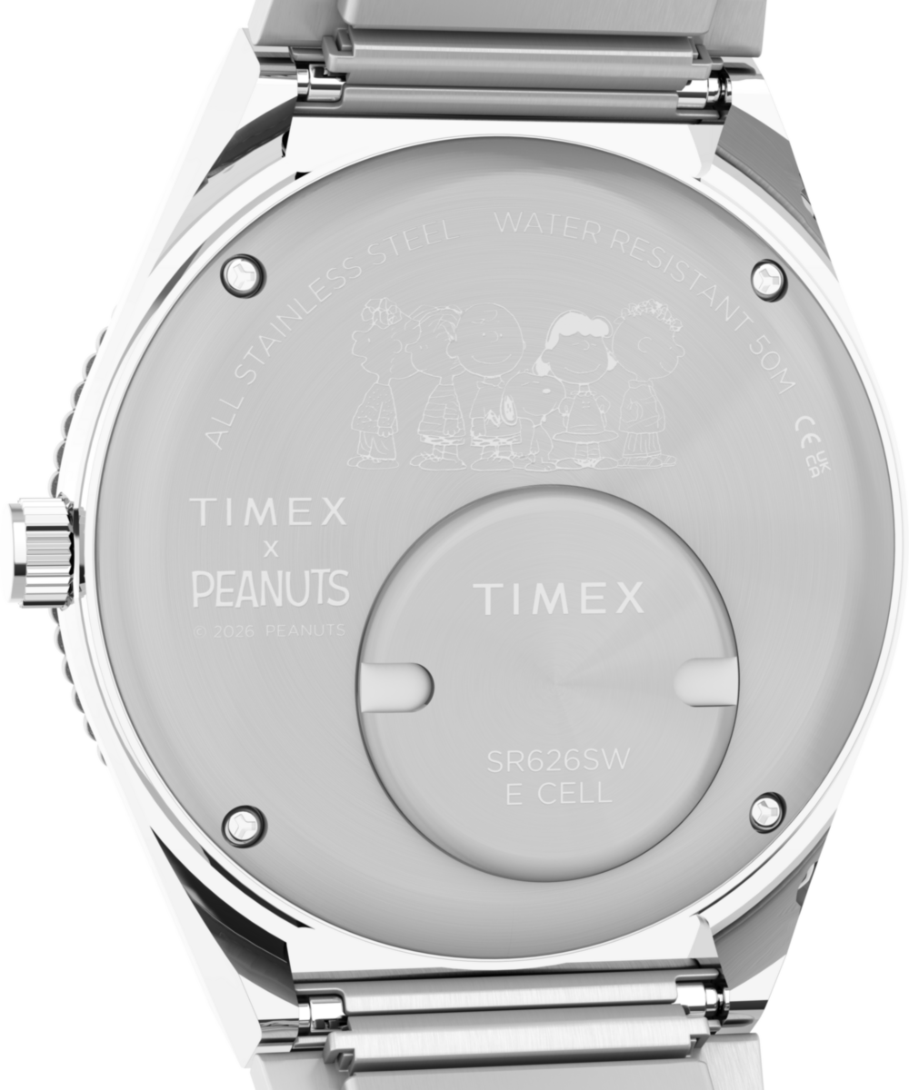 Peanuts x Q Timex 36mm Stainless Steel Expansion Band Watch