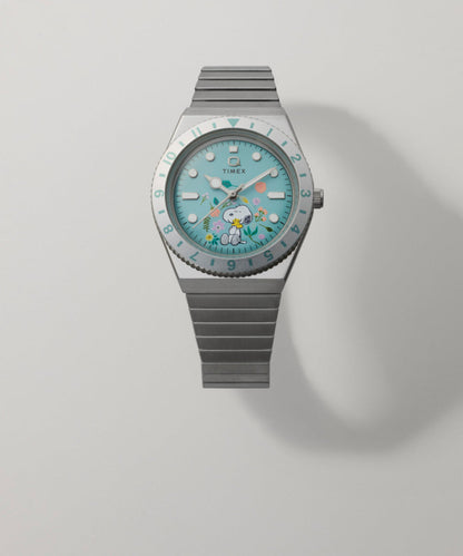 Peanuts x Q Timex 36mm Stainless Steel Expansion Band Watch